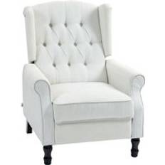 Homcom Manual Reclining Recliner With Footrest Cream White Armchair