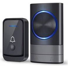 Blue Doorbells AlwaysH Always Wireless Doorbell, IP44 Waterproof Outdoor Chime 200 Meters, 52 Melodies and 4 Volume Levels, Chime Kit with Plug-in Receivers, Blue