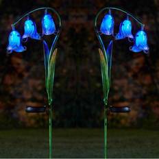 Smart Garden Smart Garden 2 x Bluebell Blue Flower Glass Solar Stake Light Led 1012534