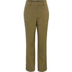 Y.A.S Dam Byxor & Shorts Y.A.S Brungrå figursydda byxor med hög midja och raka ben, del av set-Naturlig