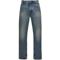 Balmain Woman Jeans Balmain Balmain-With Logo Embroidery Jeans Blu-Uomo Blue