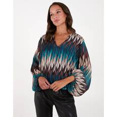 Turquoise - Women Tops Blue Vanilla womens chevron v neck blouse