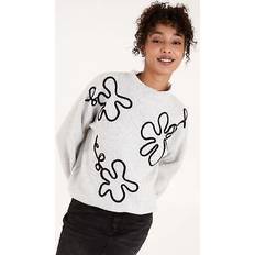 Women Jumpers on sale Blue Vanilla womens abstract flower embroidery jumper