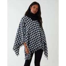 One Size Capes & Ponchos Blue Vanilla Check Roll Neck Poncho Black One