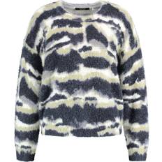 Taifun Fluffy Knit Jumper With All Over Print Charcoal