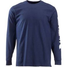 Carhartt Loose Fit Heavyweight Long Logo Sleeve Graphic T-shirt - Navy