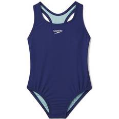 Blue Swimwear Speedo Solid Racerback One Piece for Girls Navy