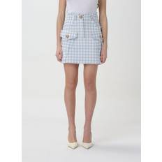 Balmain Femme Jupes Balmain Gingham Tweed A-Line Skirt Woman Blue