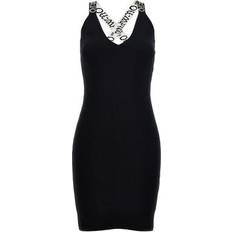 Off-White logo-jacquard mini dress women Viscose/Polyester Black