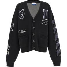 Blanc - Homme Cardigans Off-White Varsity Maglioni Nero Uomo Men's Cardigan - Black