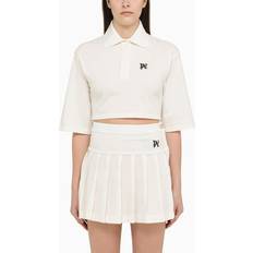 Palm Angels Poloshirts Palm Angels Angels-Monogram Polo Bianco/Nero-Donna