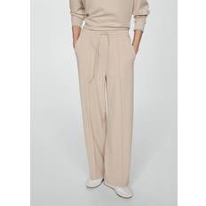 Clothing Mango Seam-detail straight-fit trousers beige Woman Beige