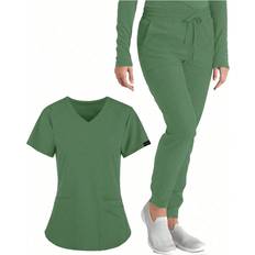 Green Overalls Shein Womens Jogger Scrubs Elastic Nurse Uniform Scrubs Set Breathable Pocket Workwear