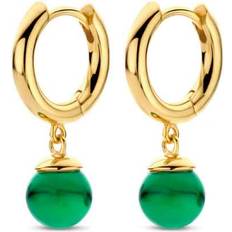 Spirit Icons Øreringe Spirit Icons Figaro Hoop Green Forgyldt Sølv Øreringe