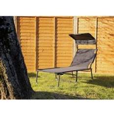 Garden Mile - Black Sun Lounger Recliner with Side Storage Bag