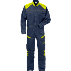 Herre - M Arbeidsoveraller Fristads kjeledress 8555, Marine/Hi-Vis gul