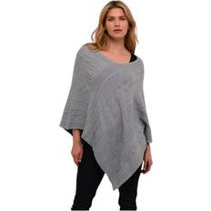 Bianco Poncho Cream Crdela V-Neck Cable Knit Poncho Grey One