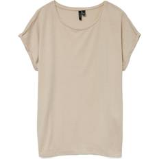Dame - Guld T-shirts Vero Moda Vmlava T-shirt - Oatmeal/Gold Lurex