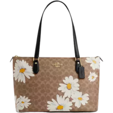 Florals Handbags Coach Gallery Tote Bag In Signature Canvas With Floral Print - Gold/Tan Multi