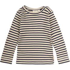 L Blusen & Tuniken Petit Piao Bluse Rib Modal Indigo Plum/Dark Off White Jahre (116) Blusen