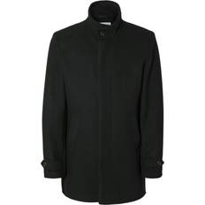 Selected New Reuben High Neck Coat - Black