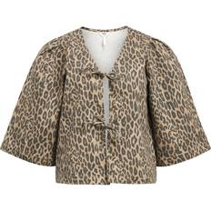 Leopard Blusar Object Blus objSeni 2/4 Tie Top Div Brun