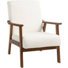 Homcom Boucle Accent Chair W/ Wide Seat, White Armchair