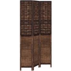 Room Dividers vidaXL 3 Panels Dark Brown Solid Wood Paulownia Room Divider