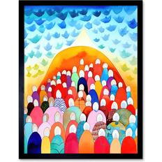 Marlow Home Co. Sermon On The Mount Christian Folk Wall Art Print 9x7 Inch - Multicoloured (25.9 cm H x 20.6 cm W) Framed Art