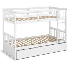 Built-in Storages - Twin Bunk Beds Costway Full Over Guardrails Bunk Bed