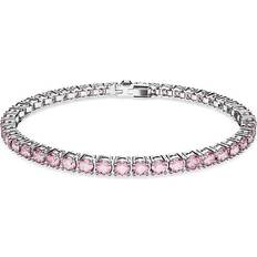 Silver - Swarovski-kristall Armband Swarovski Matrix Tennisarmband - Rosa Rundskurna Kristaller/Rodiumpläterade