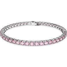 Rhodium Plated Bracelets Swarovski Women's Matrix Tennis Bracelet Pink