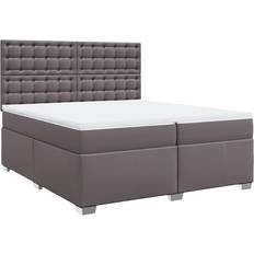 Blanco Conjuntos de Cama vidaXL Cama Box Spring Con Colchón Cuero Sintético Gris 200x200 cm