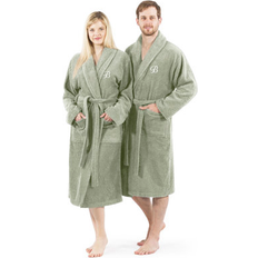 Green - Men Robes Everly Quinn Everly Quinn 100% Turkish Cotton Personalized Unisex Terry Bathrobe green Wayfair Green