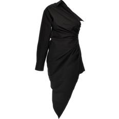 Wang-Asymmetrical Shirt Dress Camicie Nero-Donna Black