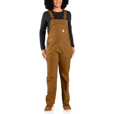 Work Wear Carhartt Rugged Flex LooseFit Canvas Bib Overalls for Ladies Brown Short