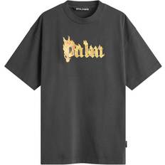 Top Palm Angels Burning Logo Tee 'Black/Gold' Men's