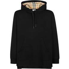 Burberry Femme Pulls Burberry Stepped Hem Cotton Oversized Hoodie Black/Archive Beige