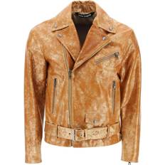 Gold - Men Jackets Palm Angels Pa City Biker Jacket In Laminated Leather