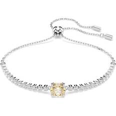 Beige Jewellery Swarovski Matrix Tennis Rhodium White and Yellow Mixed Cuts Bracelet Silver 32cm