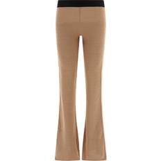 Palm Angels Pants Palm Angels Angels-Logo Tape Trousers Beige-Donna