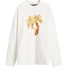 Palm Angels Suéteres Palm Angels Burning Logo Print Crewneck Sweatshirt - White