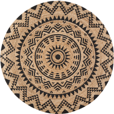 Anji Mountain Cortez Tribal Round Area Rug 8' Round Natural/Black 96"