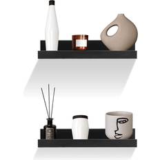 Geezy Display Racks Black Wall Shelf 30cm 2pcs