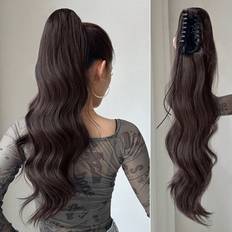 Shein Claw Ponytail Extension Hair Brown Inch Long Natural Water Wave Heat Resistant Fiber Synthetic Hairpiece For Girl Women