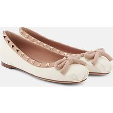 Valentino Garavani Rockstud Leather Ballet Flats - White