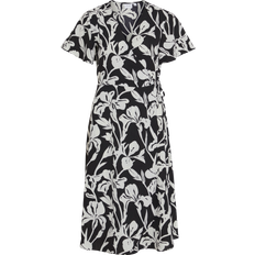 Kukallinen - Nainen Mekot Vila ViLovie S/S Wrap Midi Dress - Musta