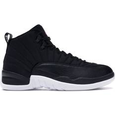 Men - Nylon Basketball Shoes Jordan Air 12 Retro Neoprene - Black/White/Gym Red