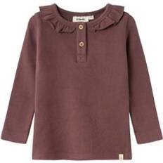 Rosa Blusar & Tunikor Barnkläder Lil'Atelier Rose Brown Thoro Hou Slim Blus