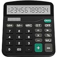 Calculators Helect Kalkylator Standard Miniräknare för Skrivbordet 12-Siffrig Dubbel Makt (Sol och Batteri) Svart